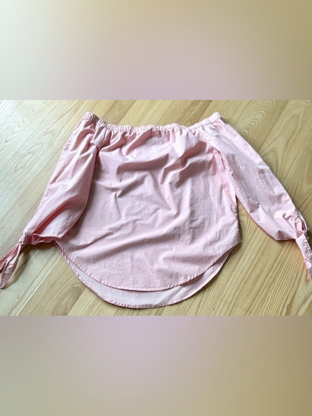 SO Pink Off Shoulder Blouse Size M Boho Tie Sleeve Casual Flowy Top